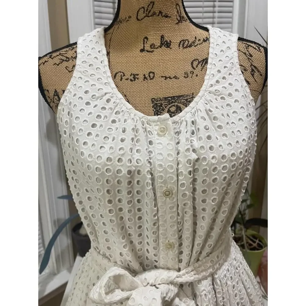 Kate Spade White Broome Street Dot Eyelet Short Casual Dress Medium (DR100